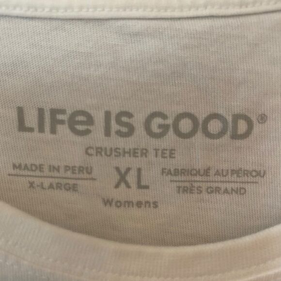 Life is Good Sz XL Women’s White Raise the Wood Pup Crusher T-Shirt - Picture 4 of 5
